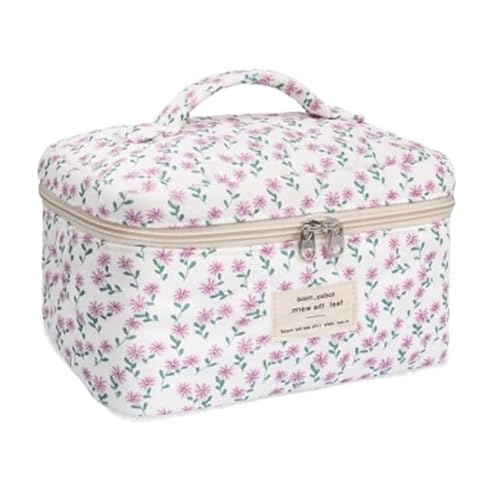 Kosmetiktasche Kulturbeutel Make Up Tasche, schminktasche Kulturtasche Damen mit Blumenmuster, Tragbare Schminktasche Makeup Bag für Alltag und Reisen (E) von Nocyclonic