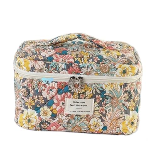 Kosmetiktasche Kulturbeutel Make Up Tasche, schminktasche Kulturtasche Damen mit Blumenmuster, Tragbare Schminktasche Makeup Bag für Alltag und Reisen (R) von Nocyclonic