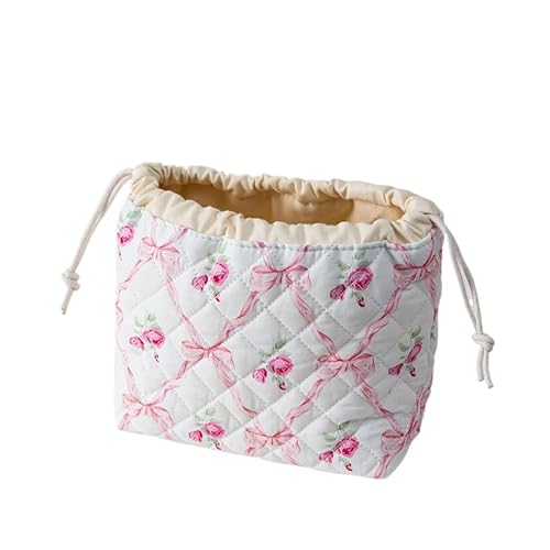 Kosmetiktasche Reise Blumen Muster Mit Kordelzug Schminktasche Hohe KapazitäT Make Up Tasche Aesthetic Tragbar Kosmetik Tasche Mit ReißVerschluss FüR Frauen MäDchen (L) von Nocyclonic