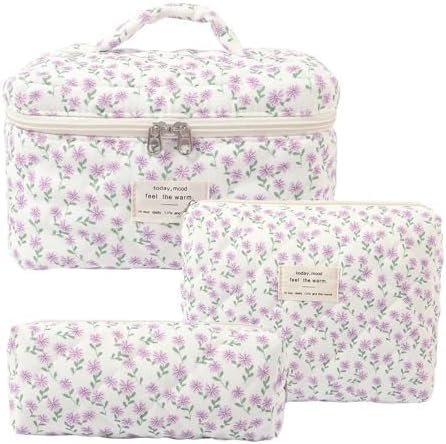 Kulturtasche Damen Kosmetiktasche schminktasche Coquette Make-up-Tasche, Aesthetic Stuff Clean Girl Gesteppte, mit Blumenmuster Kosmetiktasche Set (28) von Nocyclonic