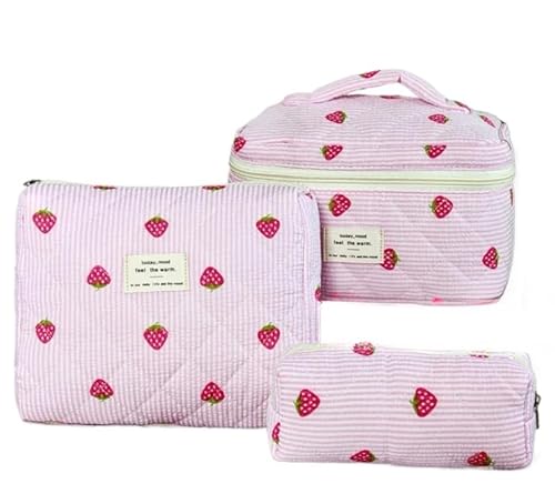 Kulturtasche Damen Kosmetiktasche schminktasche Coquette Make-up-Tasche, Aesthetic Stuff Clean Girl Gesteppte, mit Blumenmuster Kosmetiktasche Set (30) von Nocyclonic