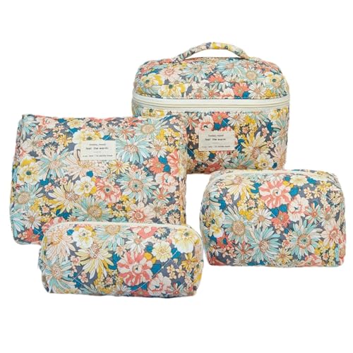 Kulturtasche Damen Kosmetiktasche schminktasche Coquette Make-up-Tasche, Aesthetic Stuff Clean Girl Gesteppte, mit Blumenmuster Kosmetiktasche Set (35) von Nocyclonic