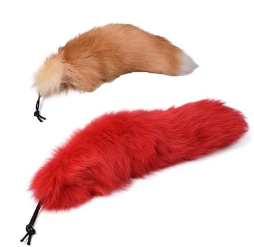 Nocyclonic 2 Pieces Tierschwanz Anhänger etwa 43cm Fell Schwanz Keychain Extra Groß Schlüsselring fox tail Tasche Zusätze Fuchsschwanz Anhänger thetherian schwanz Kunstfell Foxtail (11) von Nocyclonic