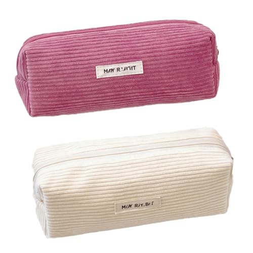 Nocyclonic 2 Schlamper Mäppchen,Mäppchen Cord Stoff,Federmäppchen Einfach,Kann Als Reise Oder Kosmetiktasche, GeldböRse,Brillenetui Und ZubehöRtasche Einfachen Unisex (Aprikose) von Nocyclonic