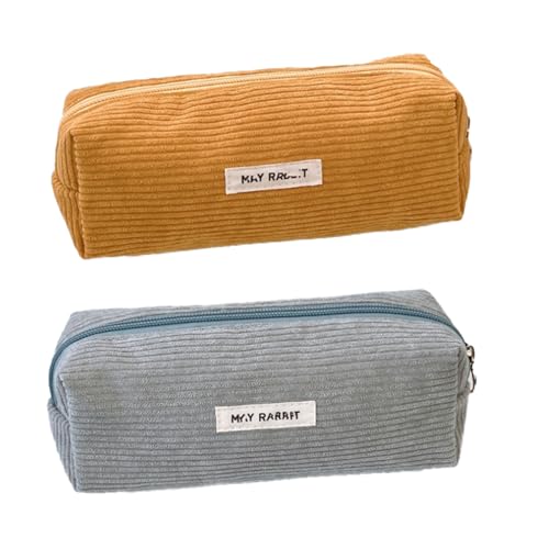 Nocyclonic 2 Schlamper Mäppchen,Mäppchen Cord Stoff,Federmäppchen Einfach,Kann Als Reise Oder Kosmetiktasche, GeldböRse,Brillenetui Und ZubehöRtasche Einfachen Unisex (Grün) von Nocyclonic