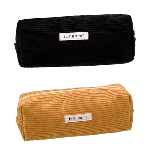 Nocyclonic 2 Schlamper Mäppchen,Mäppchen Cord Stoff,Federmäppchen Einfach,Kann Als Reise Oder Kosmetiktasche, GeldböRse,Brillenetui Und ZubehöRtasche Einfachen Unisex (Milchig Weiß) von Nocyclonic