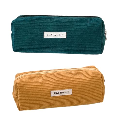 Nocyclonic 2 Schlamper Mäppchen,Mäppchen Cord Stoff,Federmäppchen Einfach,Kann Als Reise Oder Kosmetiktasche, GeldböRse,Brillenetui Und ZubehöRtasche Einfachen Unisex (Schwarz) von Nocyclonic