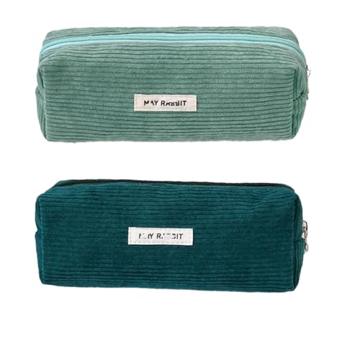 Nocyclonic 2 Schlamper Mäppchen,Mäppchen Cord Stoff,Federmäppchen Einfach,Kann Als Reise Oder Kosmetiktasche, GeldböRse,Brillenetui Und ZubehöRtasche Einfachen Unisex (Weiß) von Nocyclonic