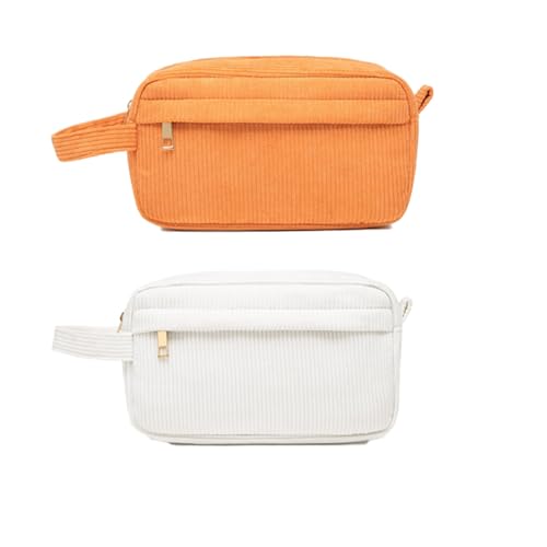 Nocyclonic 2 Schlamper Mäppchen,Mäppchen Cord Stoff,Federmäppchen Einfach,Kann Als Reise Oder Kosmetiktasche, GeldböRse,Brillenetui Und ZubehöRtasche Einfachen Unisex (grau) von Nocyclonic