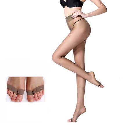 Nocyclonic Damen Strumpfhose Ohne Zehen zehenfreie strumpfhose Ultra Transparent Weich Zehenfreie Feinstrumpfhose Seidenglanz 10 Denier 1/3/4 Paar (Braun) von Nocyclonic