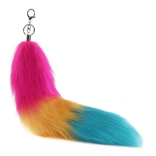 Nocyclonic Fox tail Fell Schwanz Keychain Extra Tierschwanz Anhänger etwa 40cmGroß Schlüsselring Tasche Zusätze Auto Schlüsselketten Anhänger Weich Flaumig Dicht Dekoration (A) von Nocyclonic