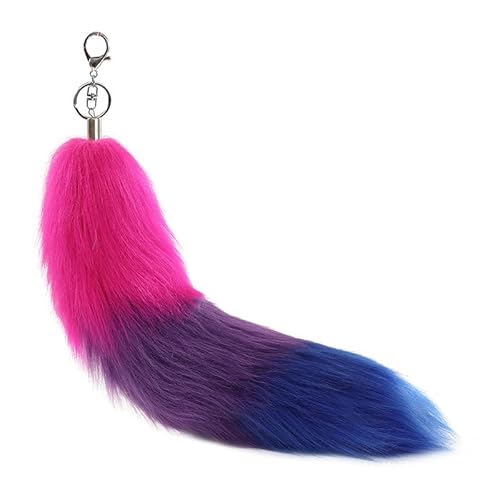 Nocyclonic Fox tail Fell Schwanz Keychain Extra Tierschwanz Anhänger etwa 40cmGroß Schlüsselring Tasche Zusätze Auto Schlüsselketten Anhänger Weich Flaumig Dicht Dekoration (B) von Nocyclonic