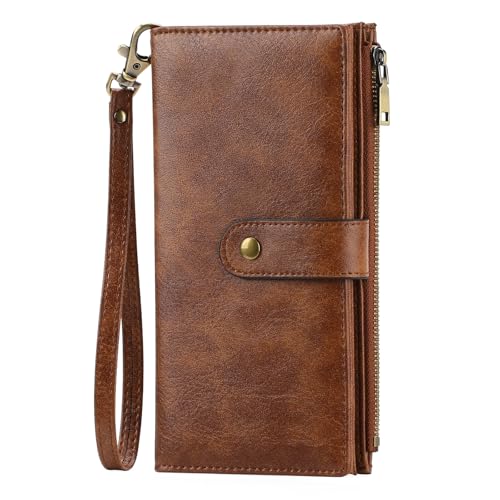 Nocyclonic Geldbörse Damen Leder Portmonee Portemonnaie Aus Echtem für Damen - XL-Geldbeutel mit 13 Kartenfächern und RFID-Schutz - Verschenke Eine Edle Geldtasche (B) von Nocyclonic