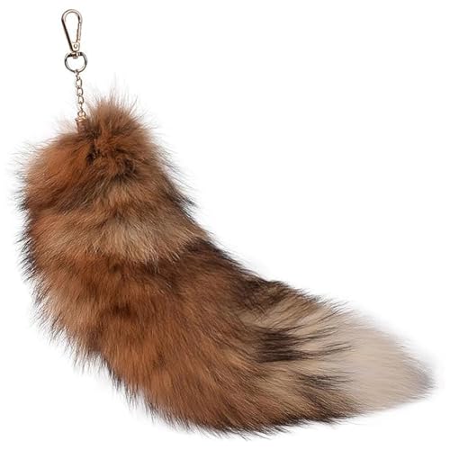 Nocyclonic Therian Tail, Fuchsschwanz Anhänger Kunstfell 40cm, Furry Fox Tail, Fell Schwanz Keychain, Tierschwanz Anhänger für Tasche Cosplay Zubehör Charme von Nocyclonic