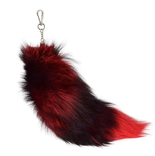 Nocyclonic Therian Tail, Fuchsschwanz Anhänger Kunstfell 40cm, Furry Fox Tail, Fell Schwanz Keychain, Tierschwanz Anhänger für Tasche Cosplay Zubehör Charme von Nocyclonic