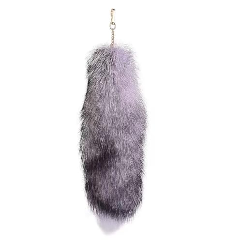 Nocyclonic Therian Tail, Fuchsschwanz Anhänger Kunstfell 40cm, Furry Fox Tail, Fell Schwanz Keychain, Tierschwanz Anhänger für Tasche Cosplay Zubehör Charme von Nocyclonic
