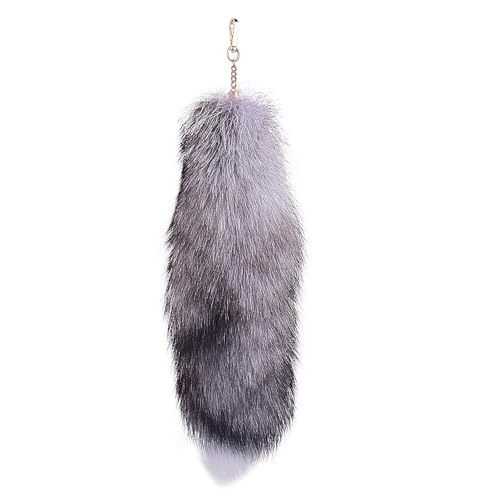 Nocyclonic Tierschwanz Anhänger etwa 43cm Fell Schwanz Keychain Extra Groß Schlüsselring fox tail Tasche Zusätze Auto Schlüsselketten Anhänger Weich Flaumig Dicht Dekoration (B) von Nocyclonic