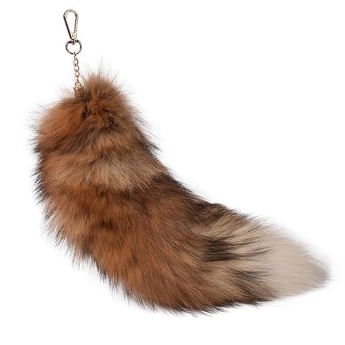 Nocyclonic Tierschwanz Anhänger etwa 43cm Fell Schwanz Keychain Extra Groß Schlüsselring fox tail Tasche Zusätze Auto Schlüsselketten Anhänger Weich Flaumig Dicht Dekoration (F) von Nocyclonic