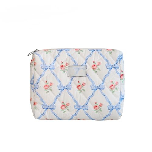 Set Women's Quilted Toiletry Bag with Floral Pattern, Make Up Bag Aesthetic Flowers Makeup Bag Cosmetic Bag for Girls Women (8) von Nocyclonic