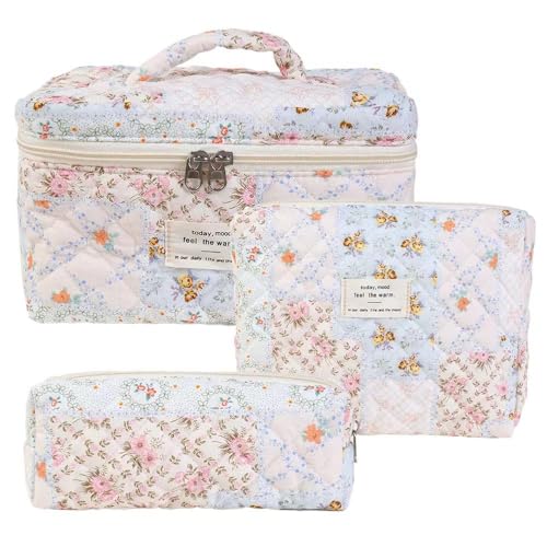 Women's Toiletry Bag with Floral Pattern, Cosmetic Bag, Large Capacity, Makeup Bag, Wash Bag for Children, Girls, Men (R) von Nocyclonic