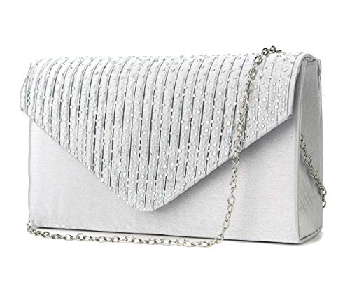Nodykka Damen Ndk01-new1 Clutch Abendtasche, Silberfarbene Strasssteine von Nodykka