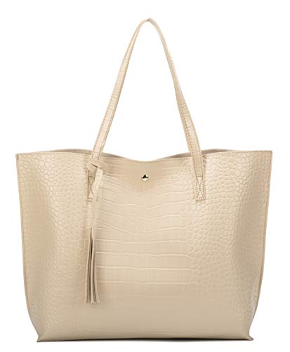 Nodykka Damen-Tragetaschen mit Tragegriff oben, PU-Kunstleder, Tragetasche mit Quaste, Schultertasche, Beig-cro, Einheitsgröße von Nodykka