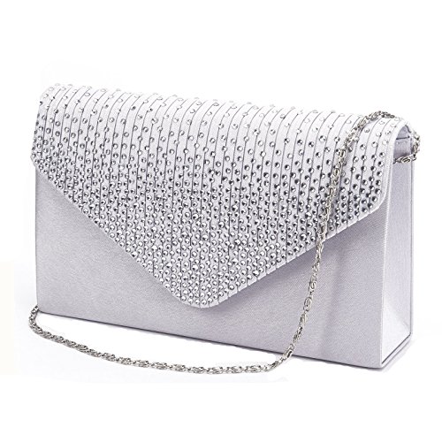 Nodykka Geldbörsen und Handtaschen Umschlag Abend Clutch Crossbody Taschen Klassische Hochzeit Party Schultertasche für Frauen, silber, Einheitsgröße von Nodykka