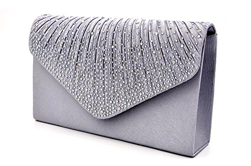 Nodykka börsen und Handtaschen Umschlag Abend Clutch Crossbody Taschen Klassische Hochzeit Party Schultertasche für Frauen, Grau, EinheitsgröÃŸe von Nodykka