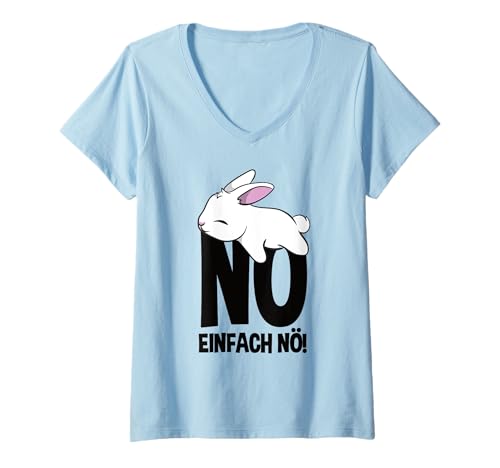 Damen Nö einfach nur Nö Nope Lustiges Hase Herren Damen Kinder T-Shirt mit V-Ausschnitt von Nö Nope buntes Hase Geschenk Geschenkidee