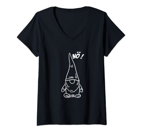 Damen Nö Fun Zwerg Shirt Mit Wichtel Lustiger Gartenzwerg T-Shirt mit V-Ausschnitt von Nö tshirt Fun shirt für Zwergen und Wichtel Fans