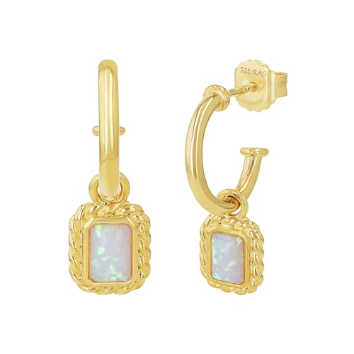 NOELANI Creolen 925 Sterling Silber Damen Ohrschmuck, mit Schmuckstein synth., 2,4 cm, Blau, nein, Kommt in Schmuck Geschenk Box, 2037904 von NOELANI