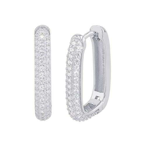 NOELANI Creolen 925 Sterling Silber Damen Ohrschmuck, mit Zirkonia (synth.), 2,1 cm, Silber, Kommt in Schmuck Geschenk Box, 2034654 von NOELANI