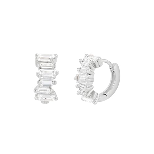 NOELANI Creolen 925 Sterling Silber Damen Ohrschmuck, mit Zirkonia synth., 1 cm, Gold, Kommt in Schmuck Geschenk Box, 2030156 von NOELANI