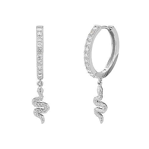 NOELANI Creolen 925 Sterling Silber Damen Ohrschmuck, mit Zirkonia synth., 3,6 cm, Silber, Schlange, Kommt in Schmuck Geschenk Box, 2036969 von NOELANI