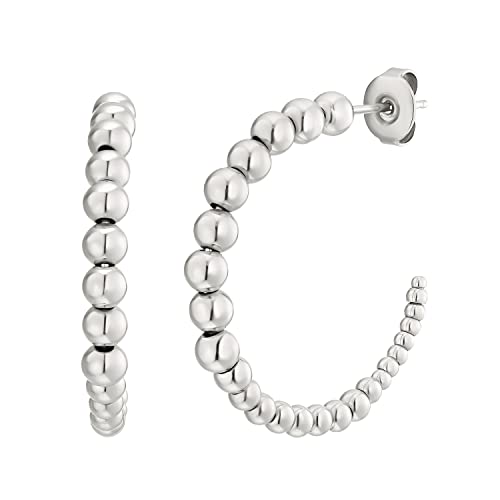 NOELANI Creolen Edelstahl Damen Ohrschmuck, 3 cm, Silber, Kommt in Schmuck Geschenk Box, 2032612 von Noelani