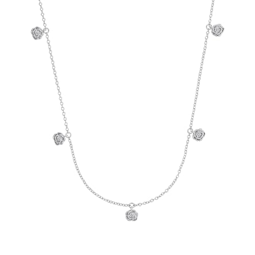 Noelani Kette mit Anhänger 925 Sterling Silber Damen Halsschmuck, 37+5 cm, Silber, Rose, Kommt in Schmuck Geschenk Box, 2031683 von Noelani