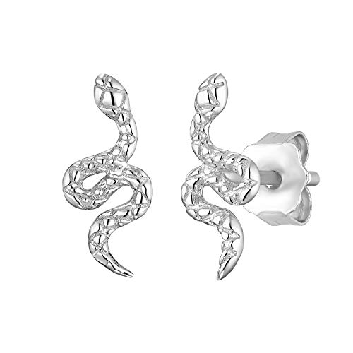 Noelani Damen Ohrstecker aus 925er Sterling Silber in Form einer Schlange (0,5 cm), Silber, Schlange, Kommt in Schmuck Geschenk Box, 2031582 von Noelani