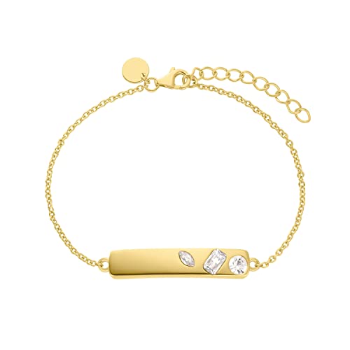 Noelani Identarmband 925 Sterling Silber Damen Armschmuck, mit Zirkonia synth., 16+3 cm, Gold, Kommt in Schmuck Geschenk Box, 2036095 von Noelani