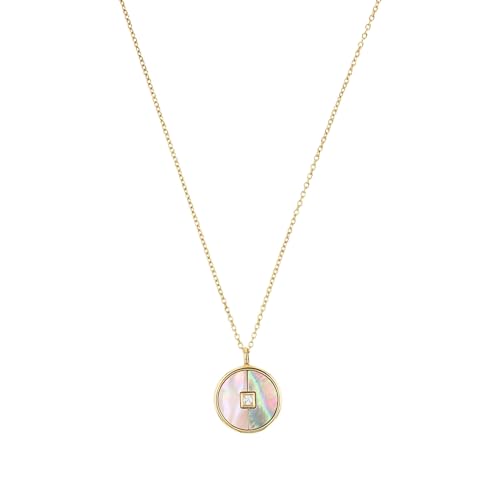 NOELANI Kette mit Anhänger 925 Sterling Silber Perlmutt Damen Halsschmuck, mit Zirkonia synth., 40+5 cm, Weiß, Kommt in Schmuck Geschenk Box, 2037850 von NOELANI