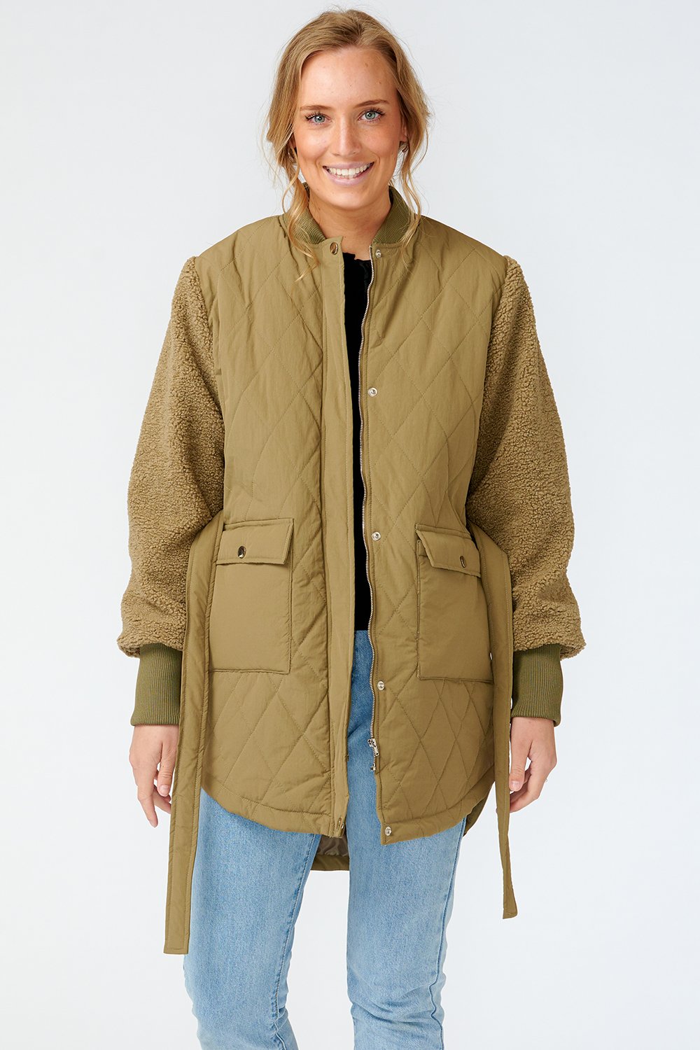 Esme Pile Jacket Solid Light Army von Noella