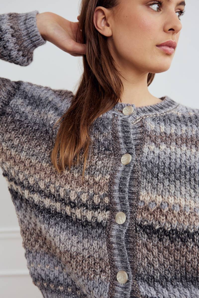Kae Knit Cardigan Light Grey Mix von Noella