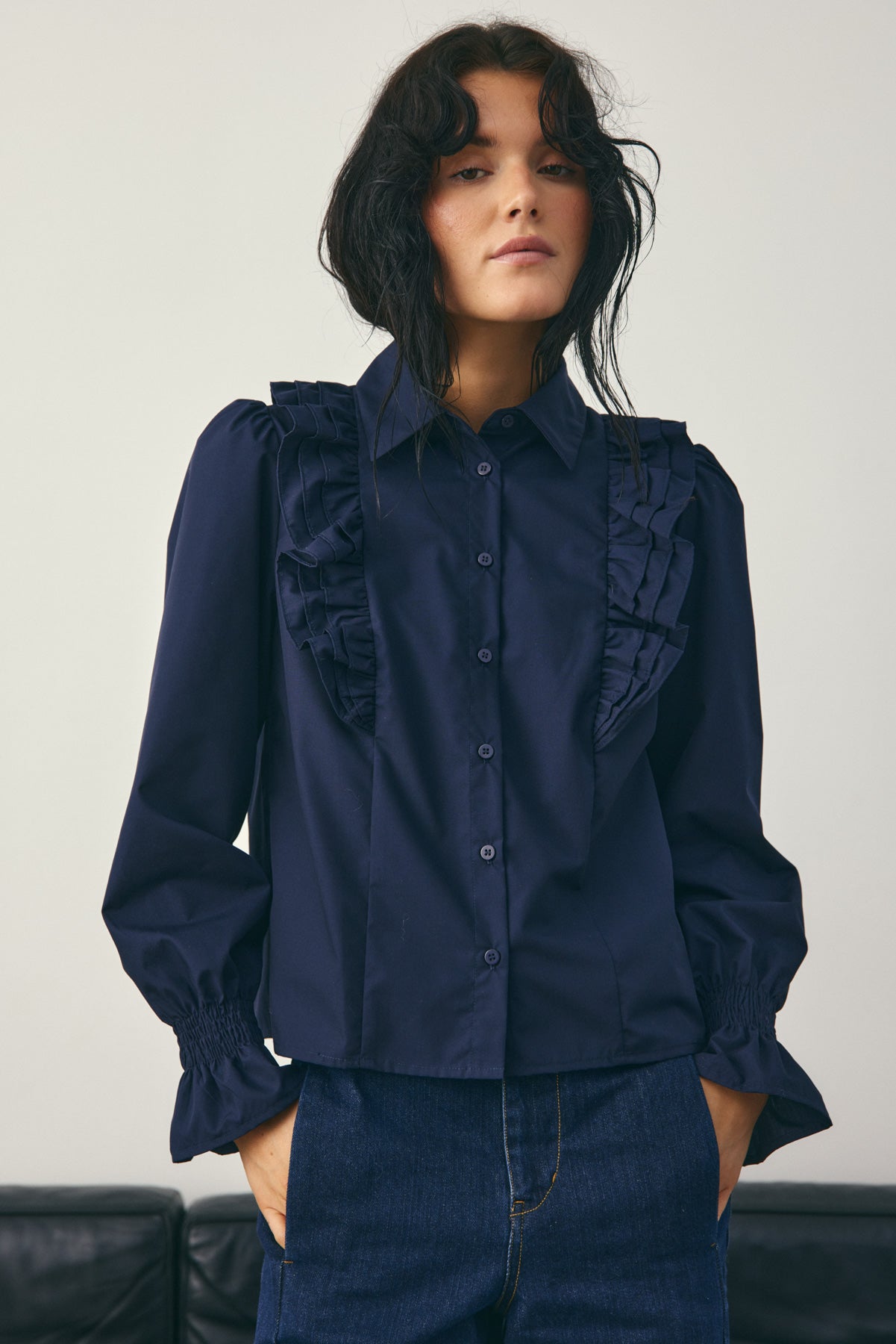 Lucina Blouse Navy Blue von Noella