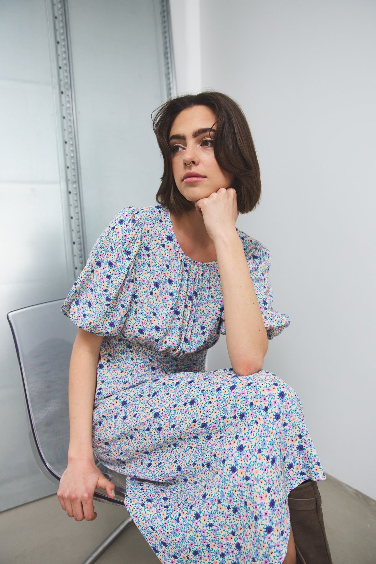 Skyler Dress Pink/Apricot Flower von Noella