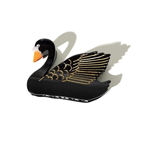 Nordstral Haarklammer schwarzer Schwan - Haarklammer groß in 8,3 x 5,4 cm, Haarspangen Damen und Haarspangen Mädchen von Nørdstrål