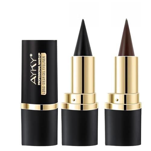Noerrors 2 Farben Schwarz Braune Eyeliner-Stifte Wasserdicht Creme Wasserlinien-Augenstift, Wischfest Smokey Eye Liner Stift, Schnell Trocknend Lang anhaltende Augen-Make-up von Noerrors