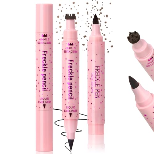 Noerrors 2 Farben Sommersprossen Stempelstift für natürliche lebensechte falsche Sommersprossen 2-in-1 Sommersprossen Stempel Eyeliner Soft Dot Spot Pen Sonnengeküsstes Make-up #Hellbraun&Dunkelbraun von Noerrors
