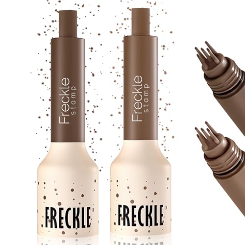 Noerrors 2 Stück Sommersprossen-Stempelstift, wasserfeste Fake-Sommersprossen-Tätowierung magische lebensechte lang anhaltende Fake-Freckle-Färbung Frauen Mädchen Make-up #Dunkelbraun & Hellbraun von Noerrors