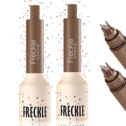 Noerrors 2 Stück Sommersprossen-Stempelstift, wasserfeste Fake-Sommersprossen-Tätowierung magische lebensechte lang anhaltende Fake-Freckle-Färbung Frauen Mädchen Make-up #Mittel- und Dunkelbraun von Noerrors