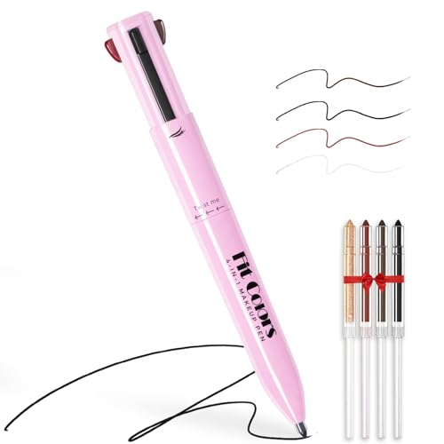Noerrors 4-in-1 Make-up-Stift, 4 Farben Eyeliner Augenbrauen Lippenkonturenstift Highlighter Beauty-Stift für Gesicht Augen Lippen Multifunktionaler tragbarer Make-up mit Ersatz-Nachfüllungen von Noerrors