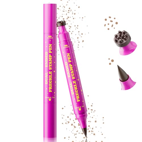 Noerrors Freckle Stamp Pen, 2-in-1 Faux-Freckles-Stempel mit weichem Punkte-Stift für natürliche lebensechte Sonnen geküsste Make-up, magischer falscher Sommersprossen-Marker-Fleck #Hellbraun von Noerrors